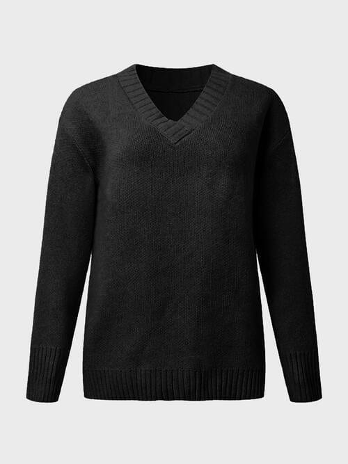 V-Neck Long Sleeve Knit Top - Image 16