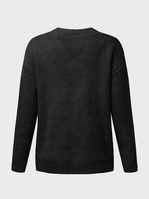 V-Neck Long Sleeve Knit Top - Image 17