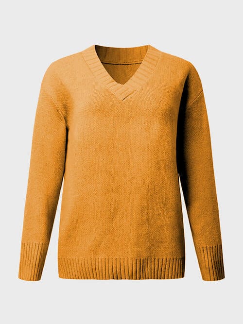 V-Neck Long Sleeve Knit Top - Image 20