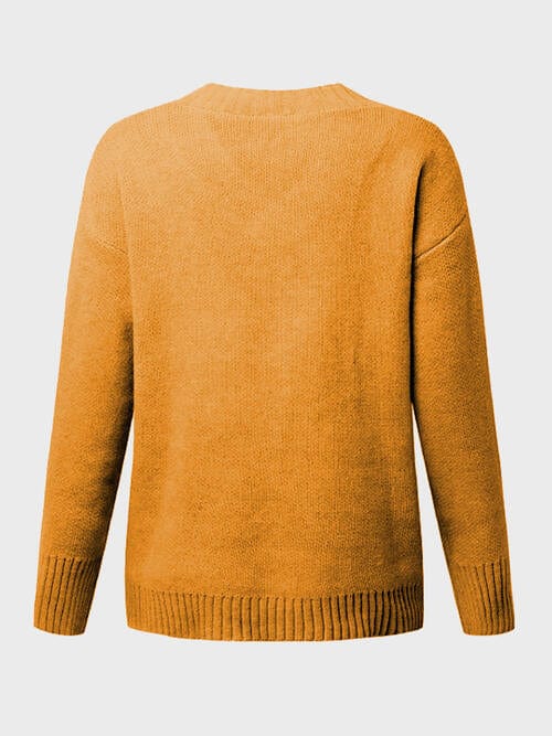 V-Neck Long Sleeve Knit Top - Image 21