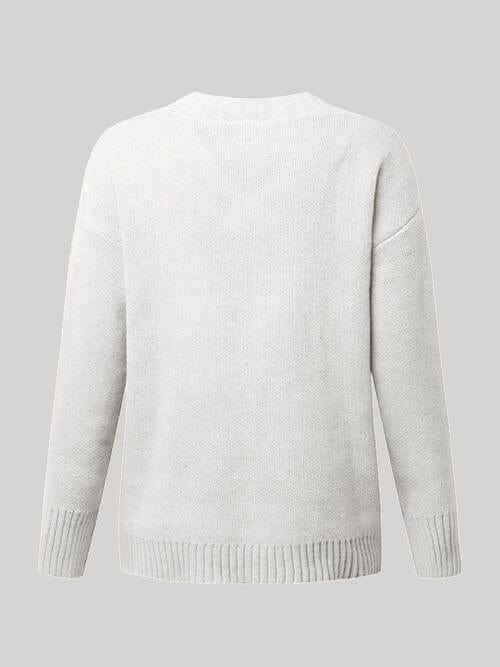 V-Neck Long Sleeve Knit Top - Image 7