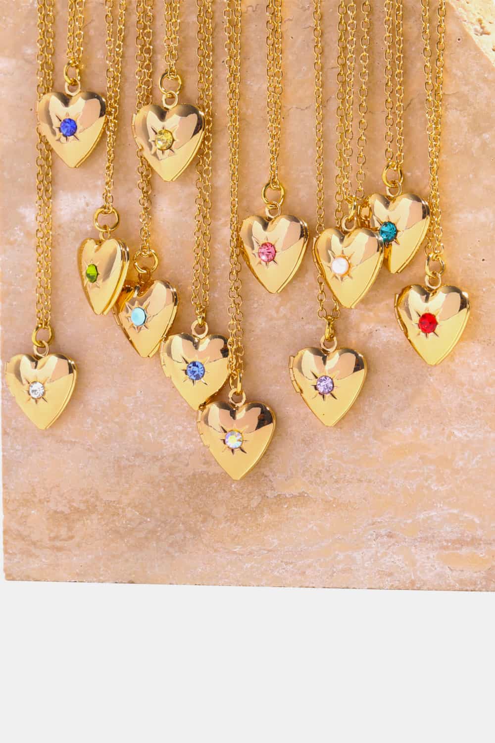 Zircon Heart Shape 14K Gold-Plated Pendant Women's Birth Month Necklace - Image 2