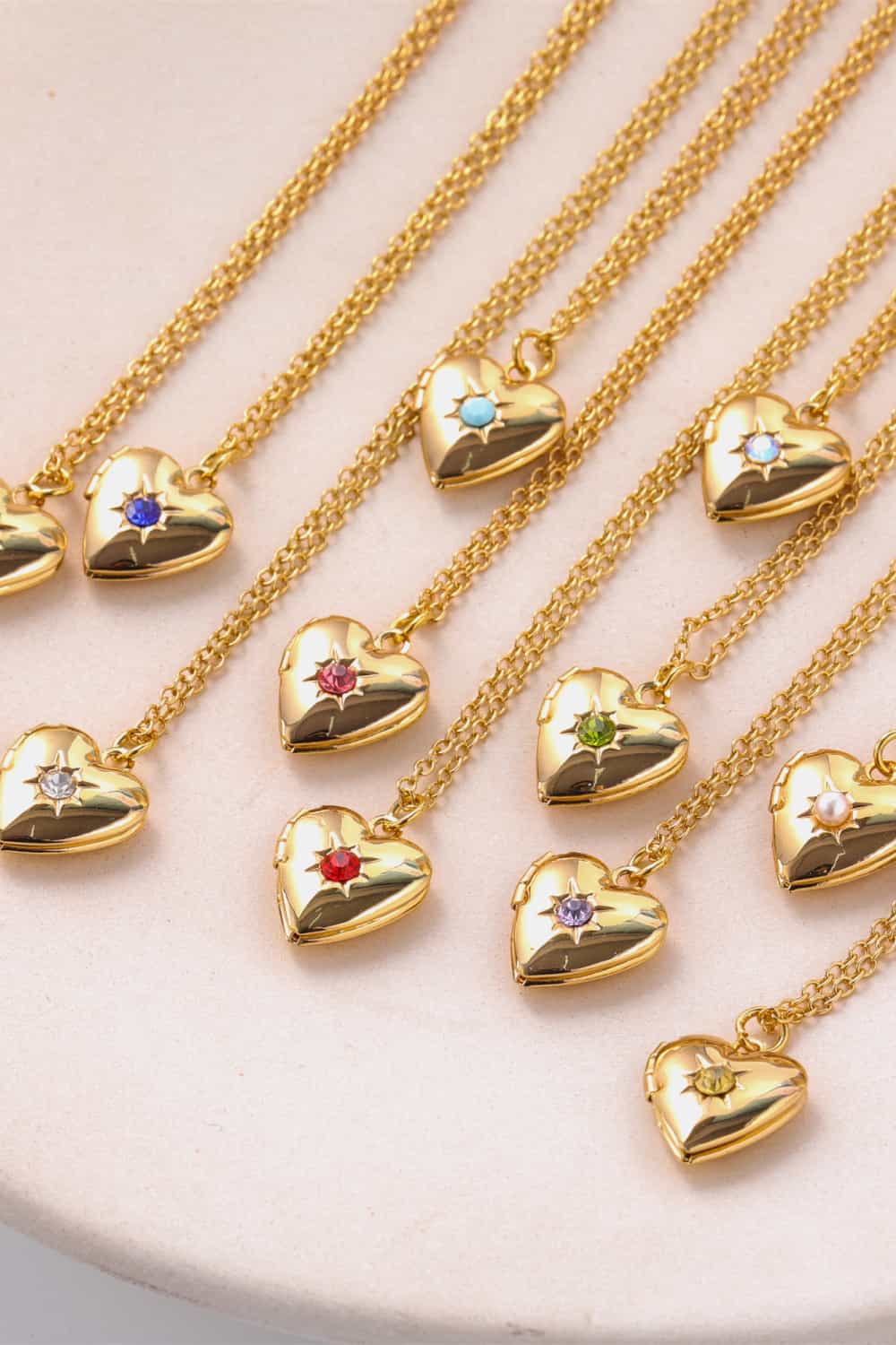 Zircon Heart Shape 14K Gold-Plated Pendant Women's Birth Month Necklace - Image 3