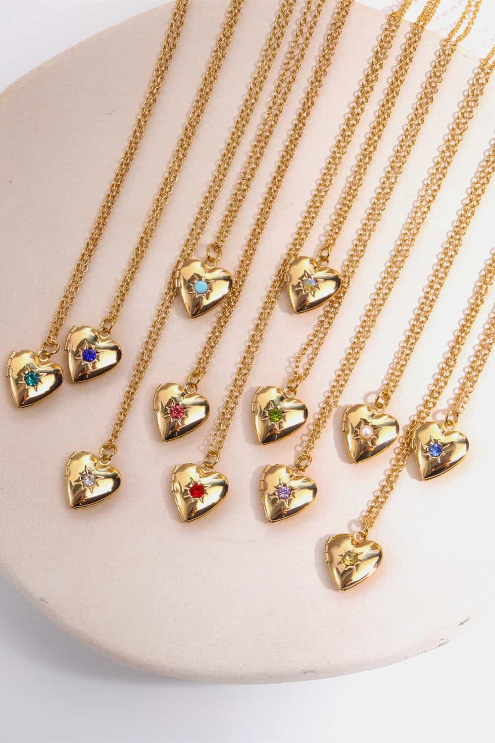 Zircon Heart Shape 14K Gold-Plated Pendant Women's Birth Month Necklace - Image 4