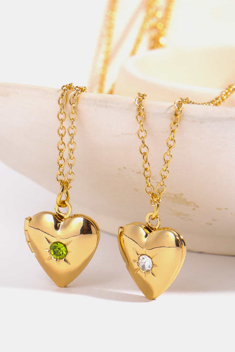 Zircon Heart Shape 14K Gold-Plated Pendant Women's Birth Month Necklace - Image 8